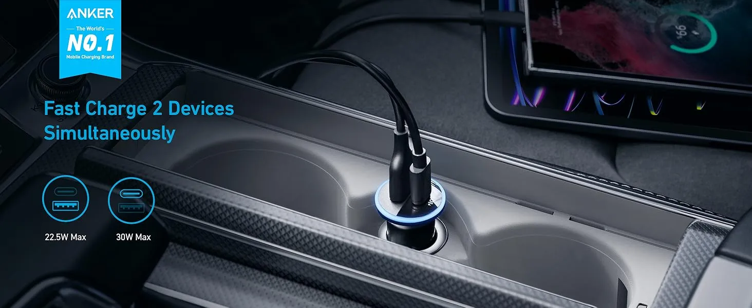 شارژر فندکی 52.5 وات انکر Anker 323 Car Charger 52.5W A2735