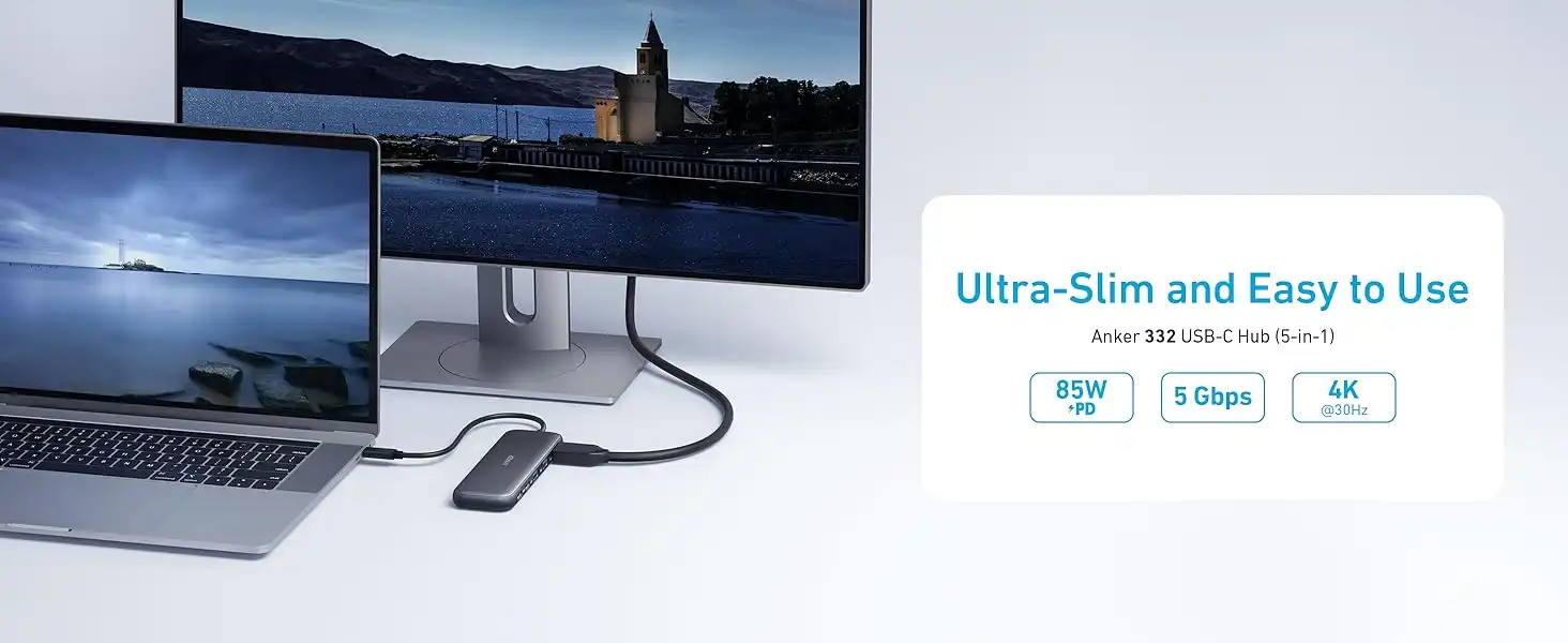 هاب دیتا انکر Anker USB C 332 Hub Adapter 5-in-1 A8355