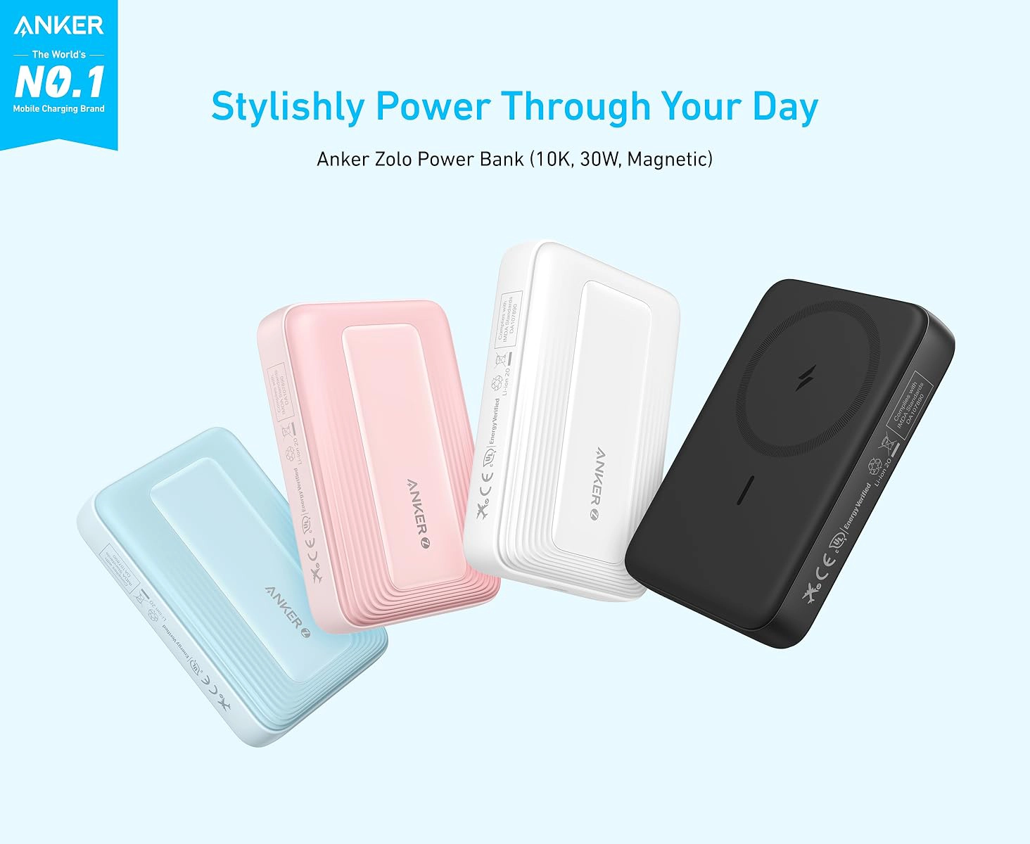 پاوربانک انکر Anker Zolo Magnetic Power Bank 10000mAh A168