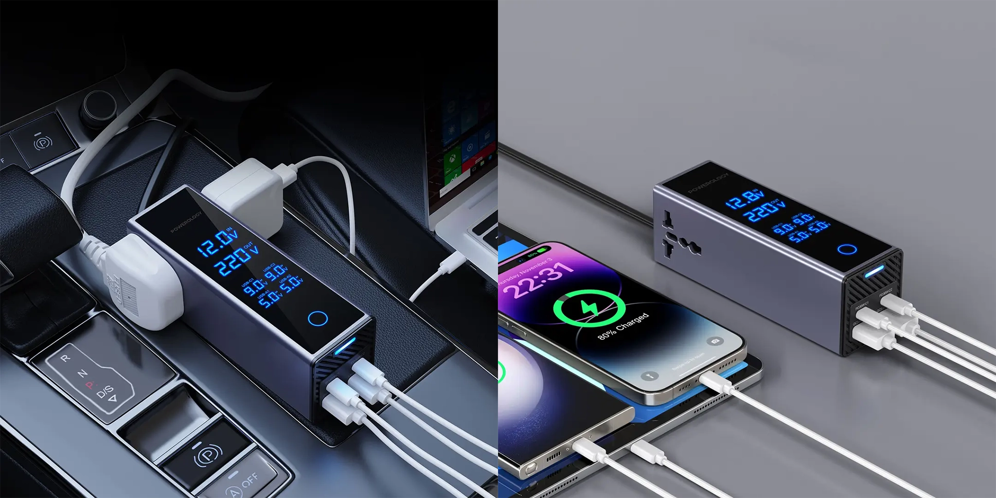 اینورتر 300 وات پاورولوژی Powerology 300W Power Inverter PWC044