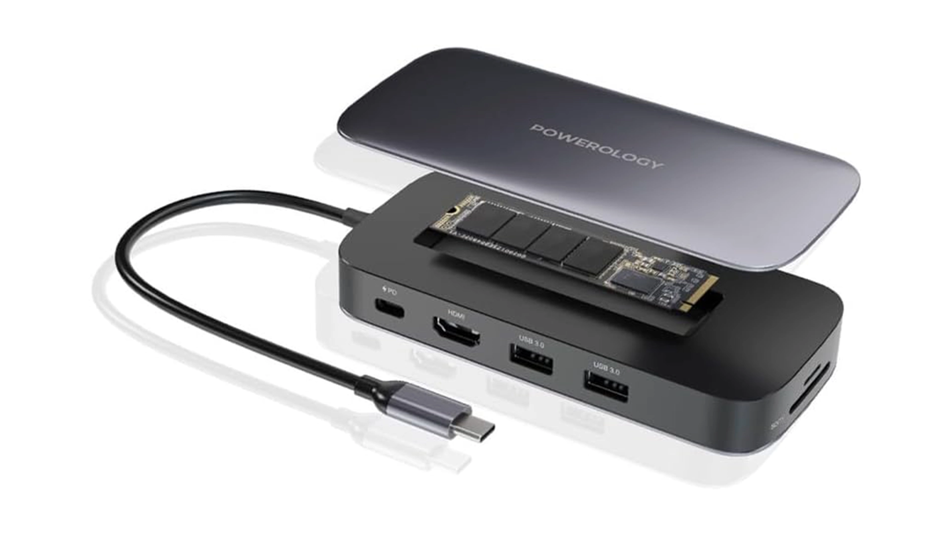 Powerology 256GB USB-C Hub & SSD Drive PWSDHB256