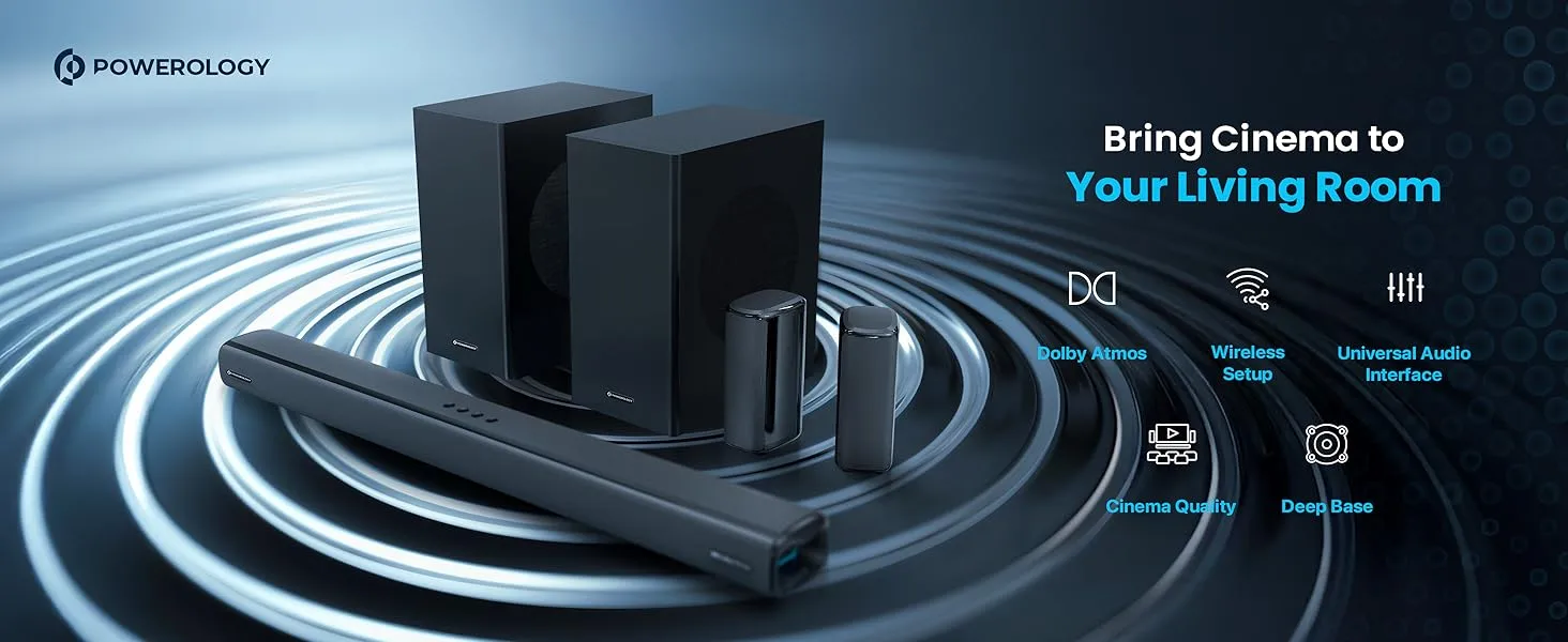ساندبار پاورولوژی Powerology 5.2.4CH Dual Woofer Wireless Home Theater