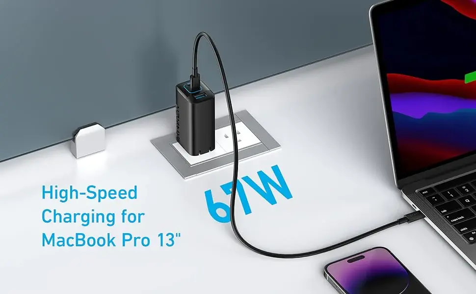 شارژر دیواری 67 وات انکر Anker Powerport 336 67W Gan Charger