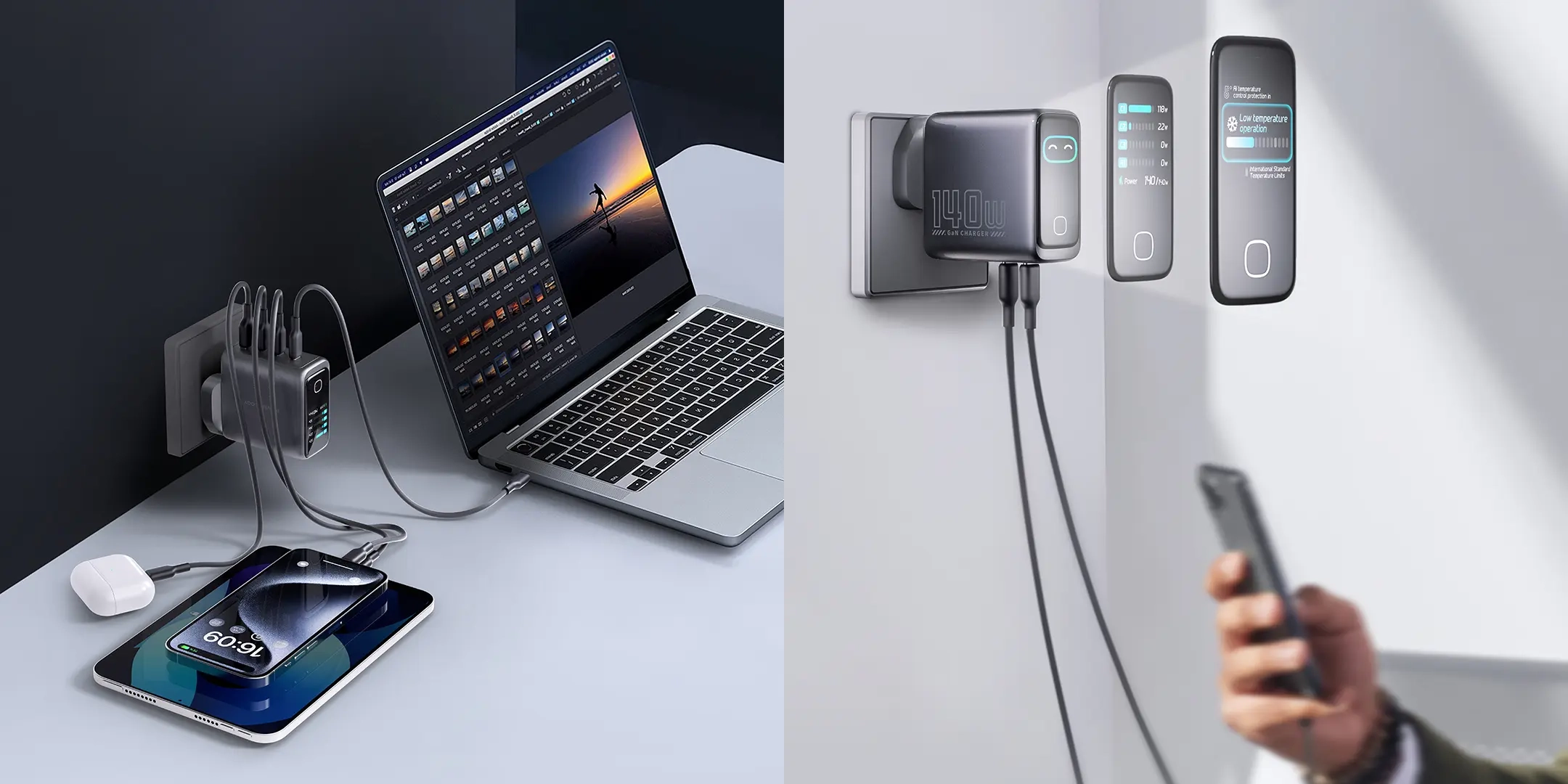 شارژر 140 وات پاورولوژی Powerology Voltflow 140W GaN Wall Charger 1 شارژر 140 وات پاورولوژی Powerology Voltflow 140W GaN Wall Charger