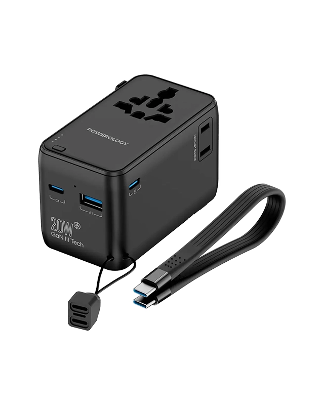 PWCUQC054-7 شارژر مسافرتی پاورولوژی Powerology 2500W Universal Travel Adapter PWCUQC054 - Image 1