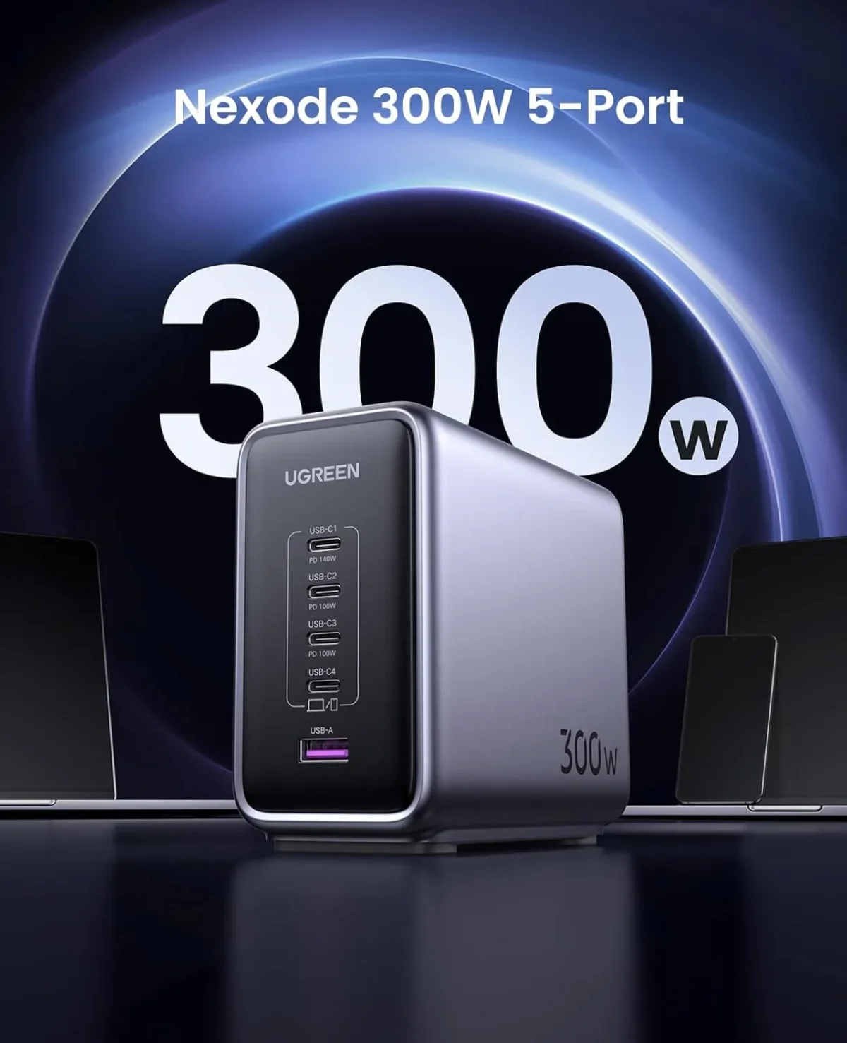 شارژر رومیزی ۳۰۰ وات یوگرین UGREEN Nexode 300W GaN Charging Station CD333 - Image 2
