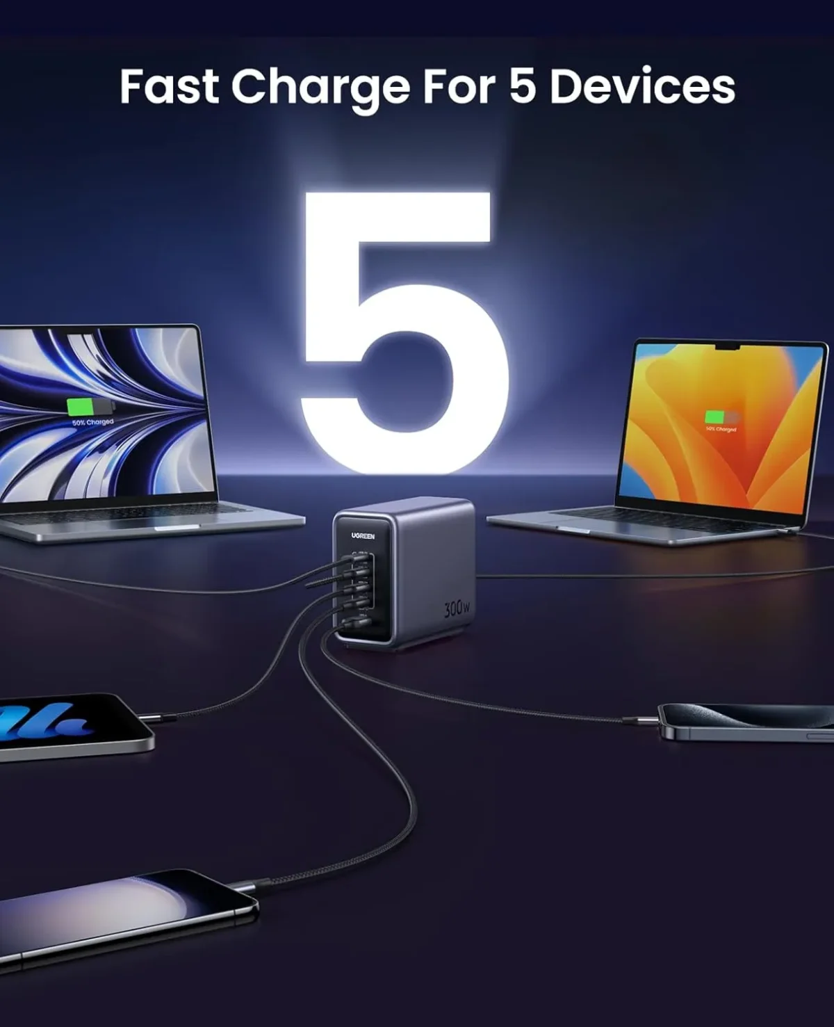 شارژر رومیزی ۳۰۰ وات یوگرین UGREEN Nexode 300W GaN Charging Station CD333 - Image 5