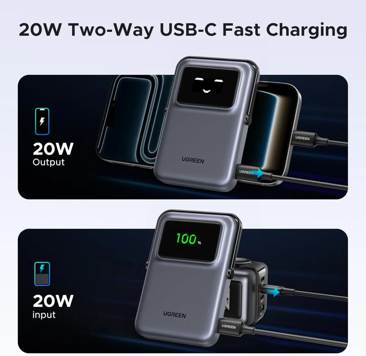 پاوربانک مگ سیف 10000 میلی آمپر یوگرین UGREEN Uno Magnetic Wireless Power Bank 10000mAh PB572 - Image 3