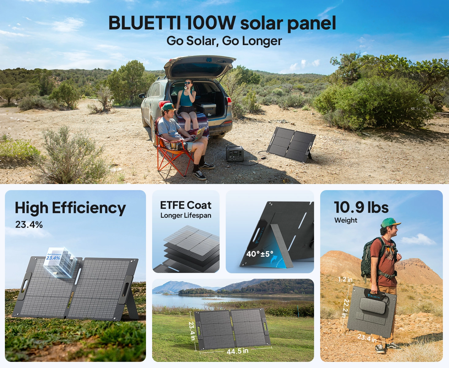 BLUETTI 100W Portable Solar Panel PV100